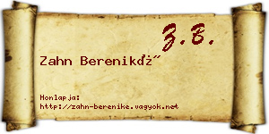 Zahn Bereniké névjegykártya